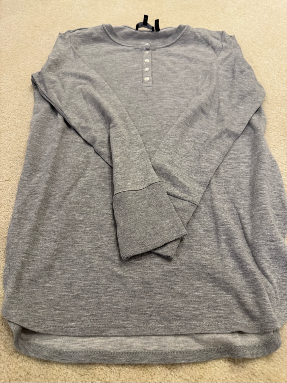 Theory Light Heather Gray Henley Top